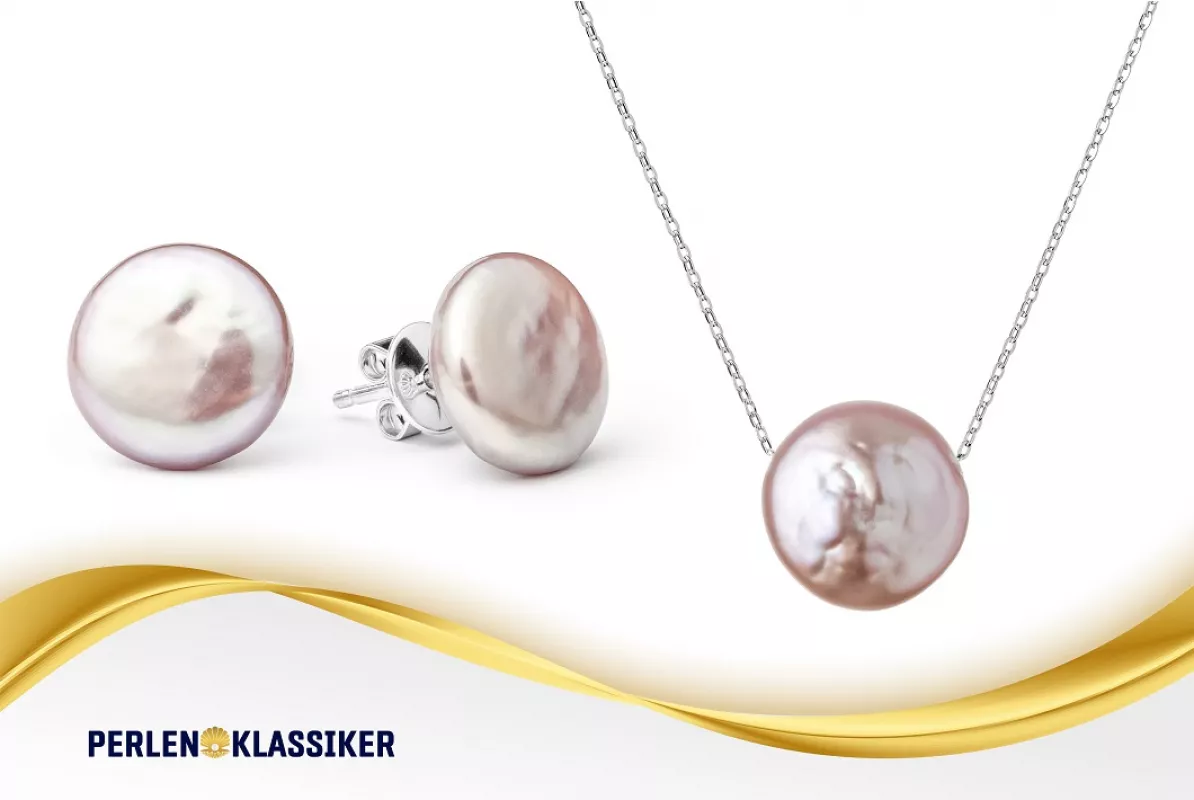 Perlenschmuck Set - Klassisch elegant - Perlenohringe lavandel und Silberkettekette lavandel Perlenschmuck Set - Klassisch elegant - Perlenohringe lavandel und Silberkettekette lavandel
